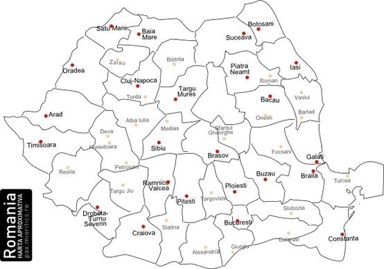 Harta României cu județe — zonele de livrare Pavăl Dent